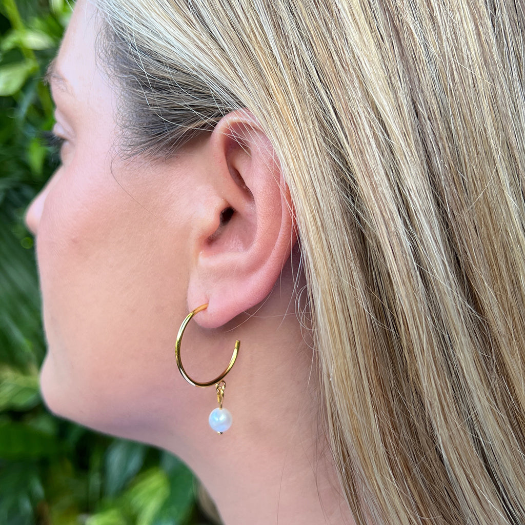 open hoop pearl earrings
