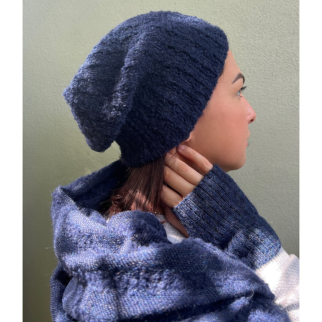 blue loop alpaca hat beanie