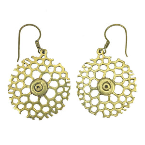Honeycomb gold bullet earrings