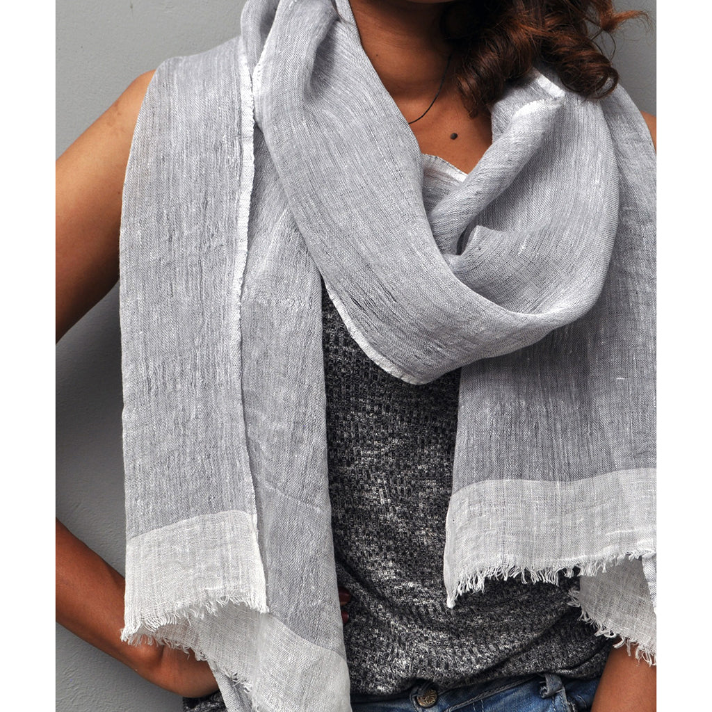 gray linen scarf