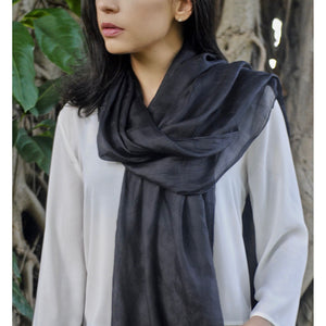 fair trade black silk scarf