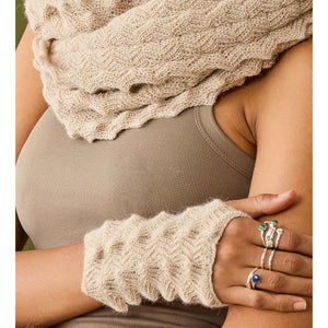 alpaca beige scarf gloves