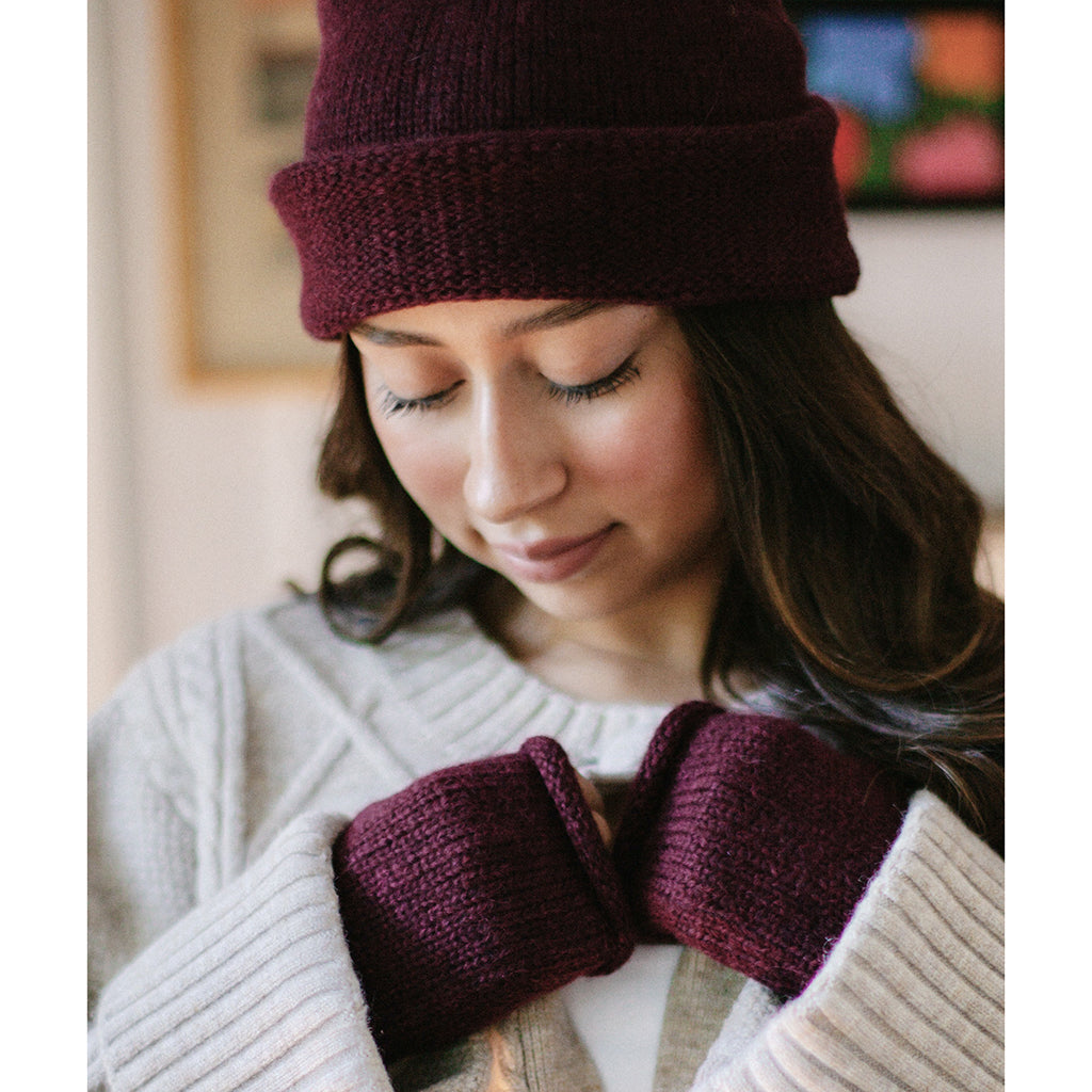 alpaca gloves wine red