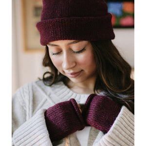 wine red alpaca goves hat
