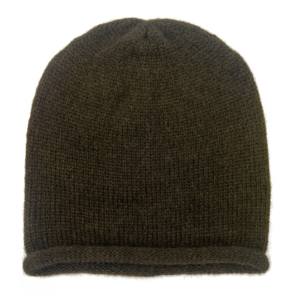 army green alpaca beanie hat