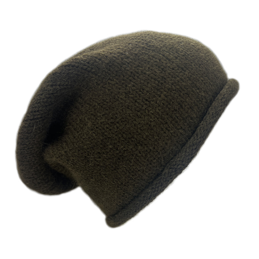 army green alpaca beanie hat