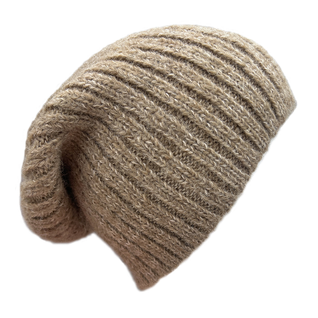 beige alpaca beanie hat