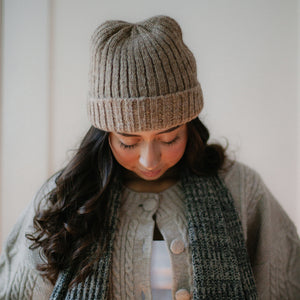 beige knit beanie alpaca