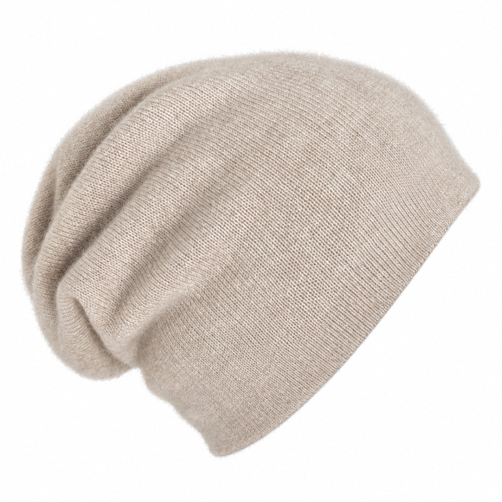 gray beige cashmere beanie