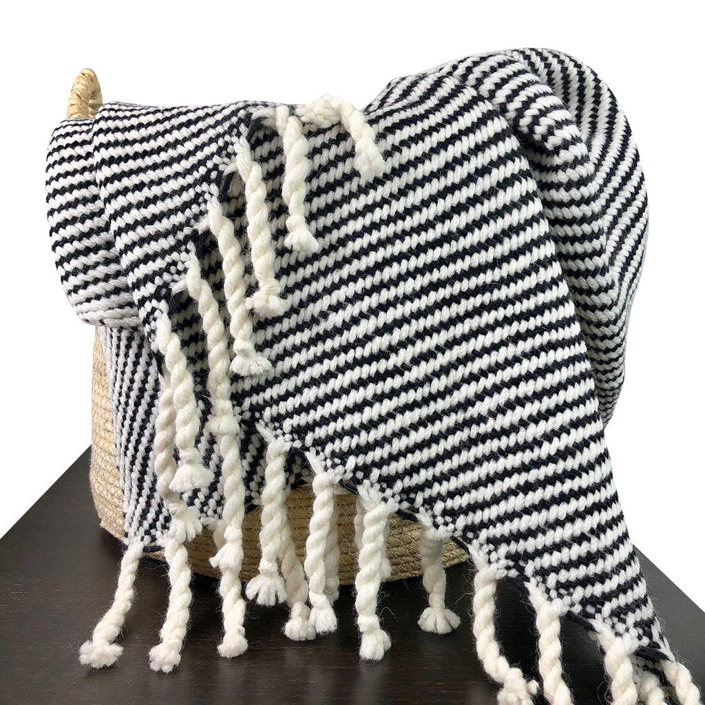 black striped fair trade throw