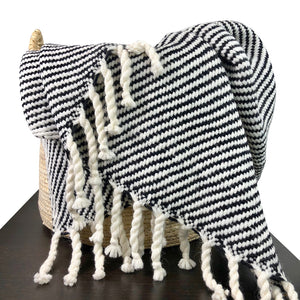 black striped fair trade throw
