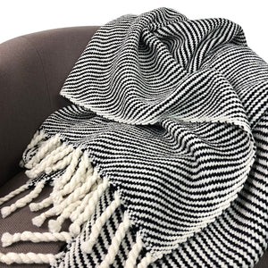 black white handmade throw