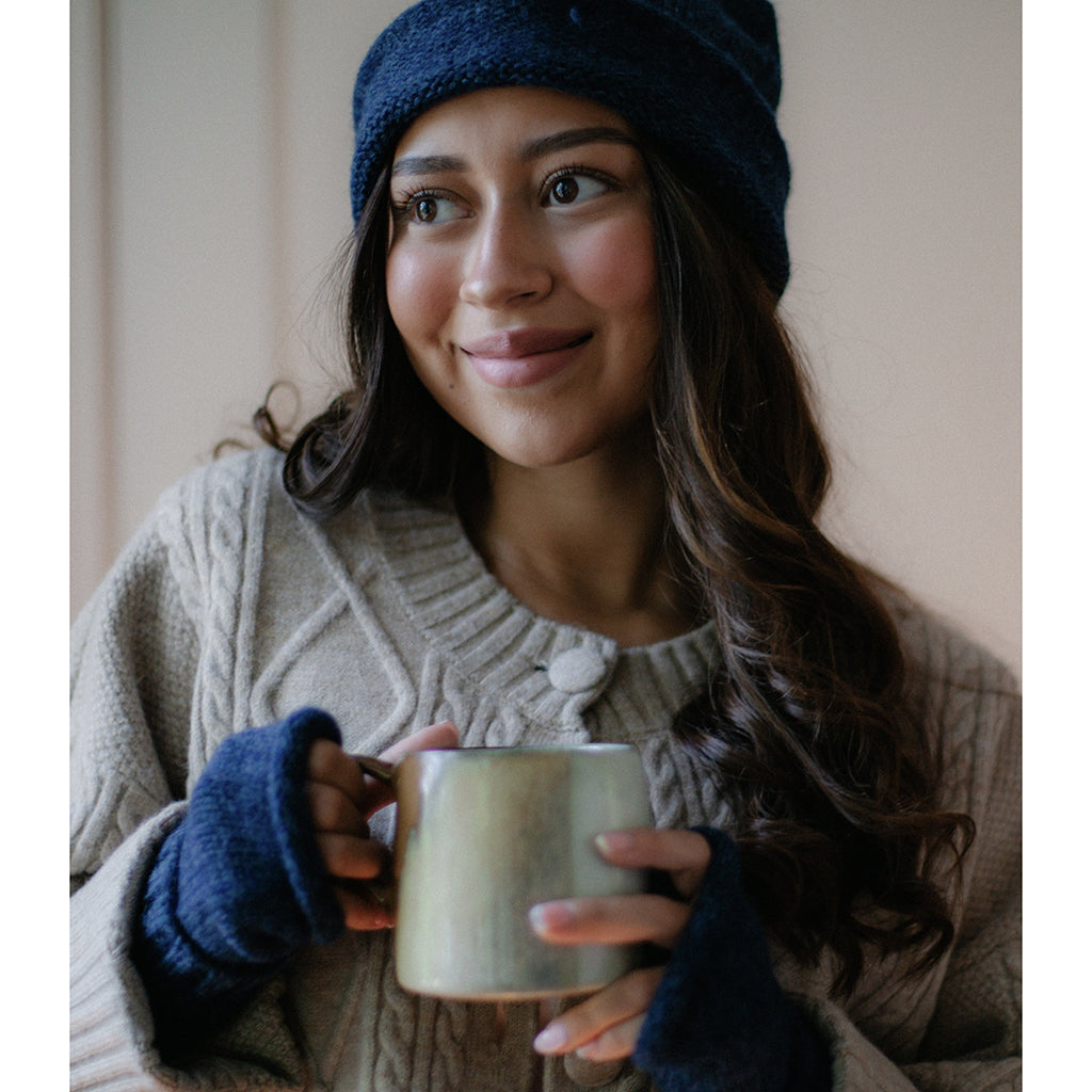 blue alpaca beanie hat