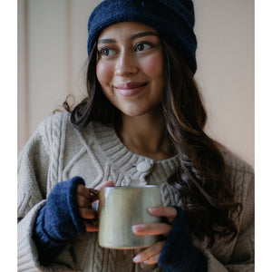 blue alpaca gloves beanie