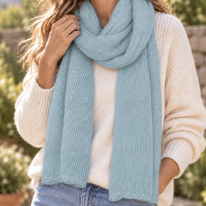 blue alpaca scarf model