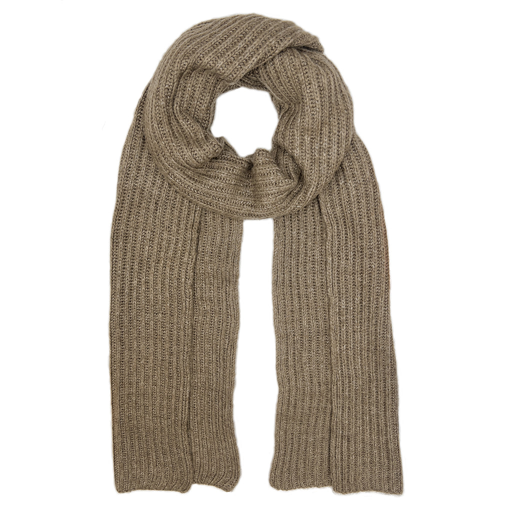 Mocha Ribbed Knit Cashmere Scarf