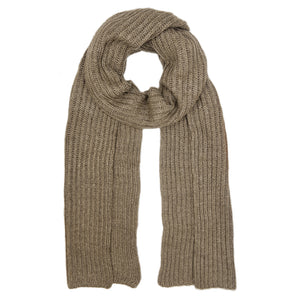 Mocha Ribbed Knit Cashmere Scarf