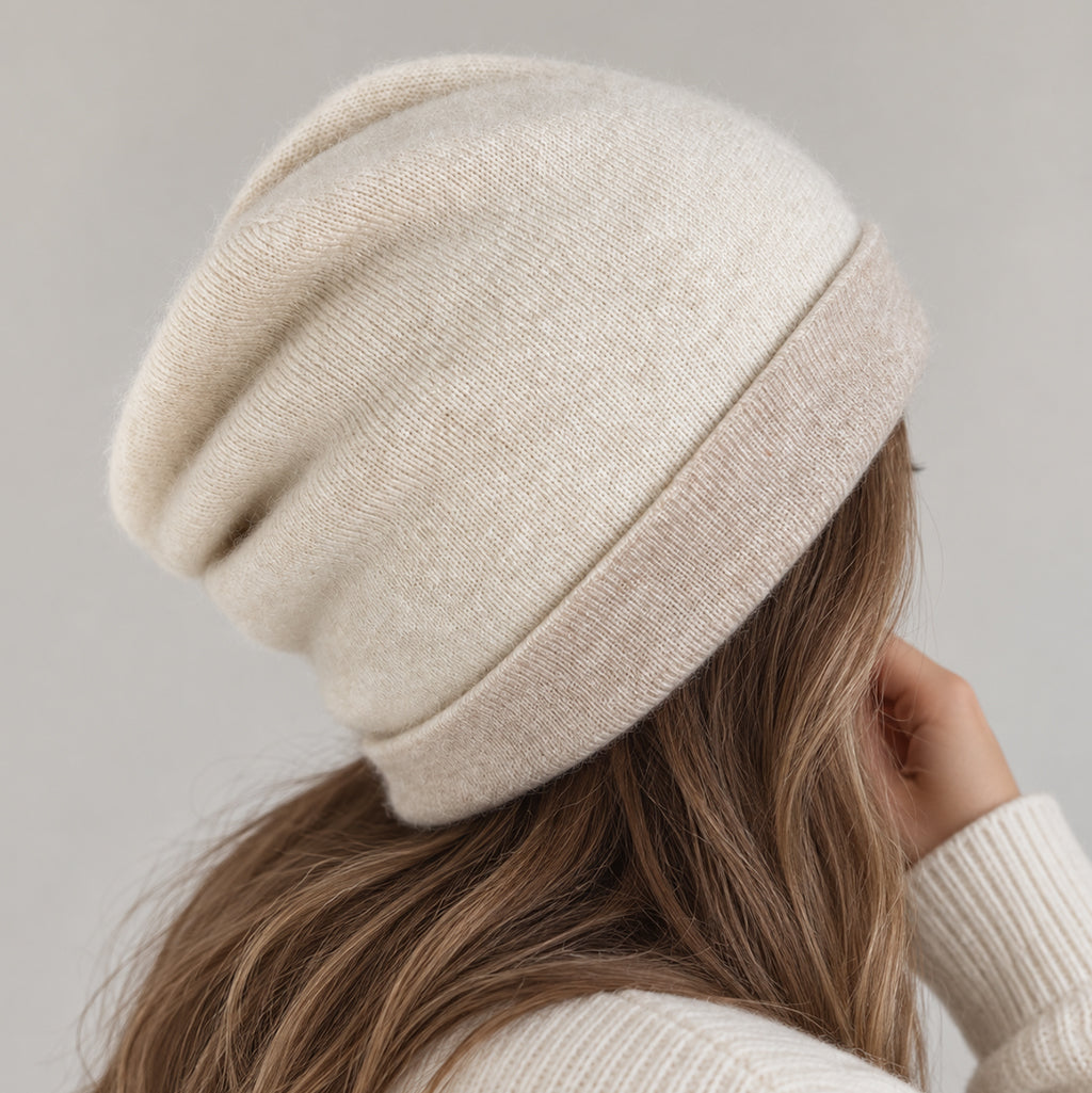 cream beige beanie cashmere