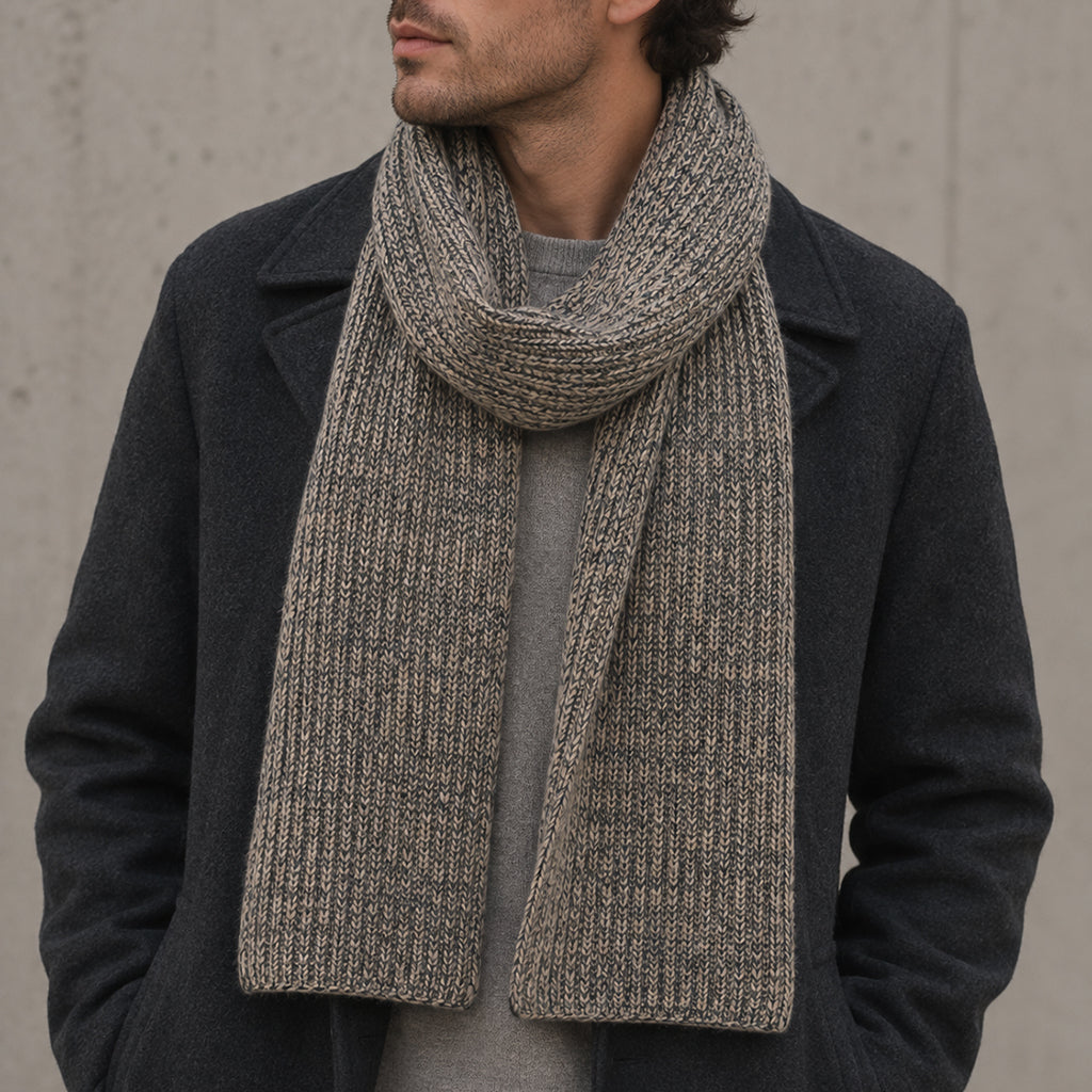 brown black knit cashmere scarf