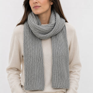 classic gray cashmere knit scarf
