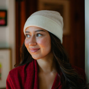 cream beige cashmere beanie