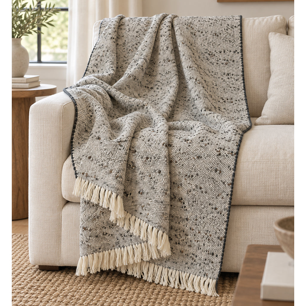 gray chunky alpaca blanket