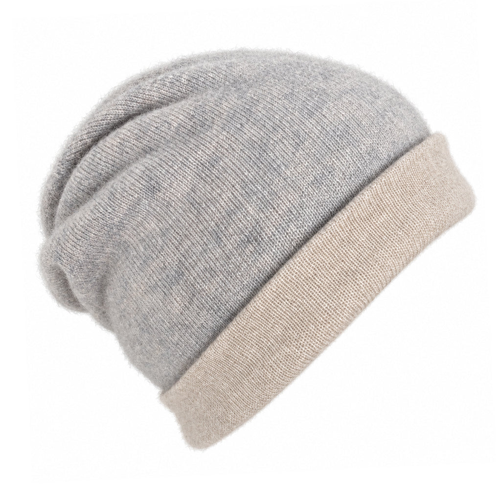 gray beige cashmere beanie