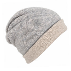 gray beige cashmere beanie