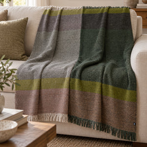green color block alpaca blanket