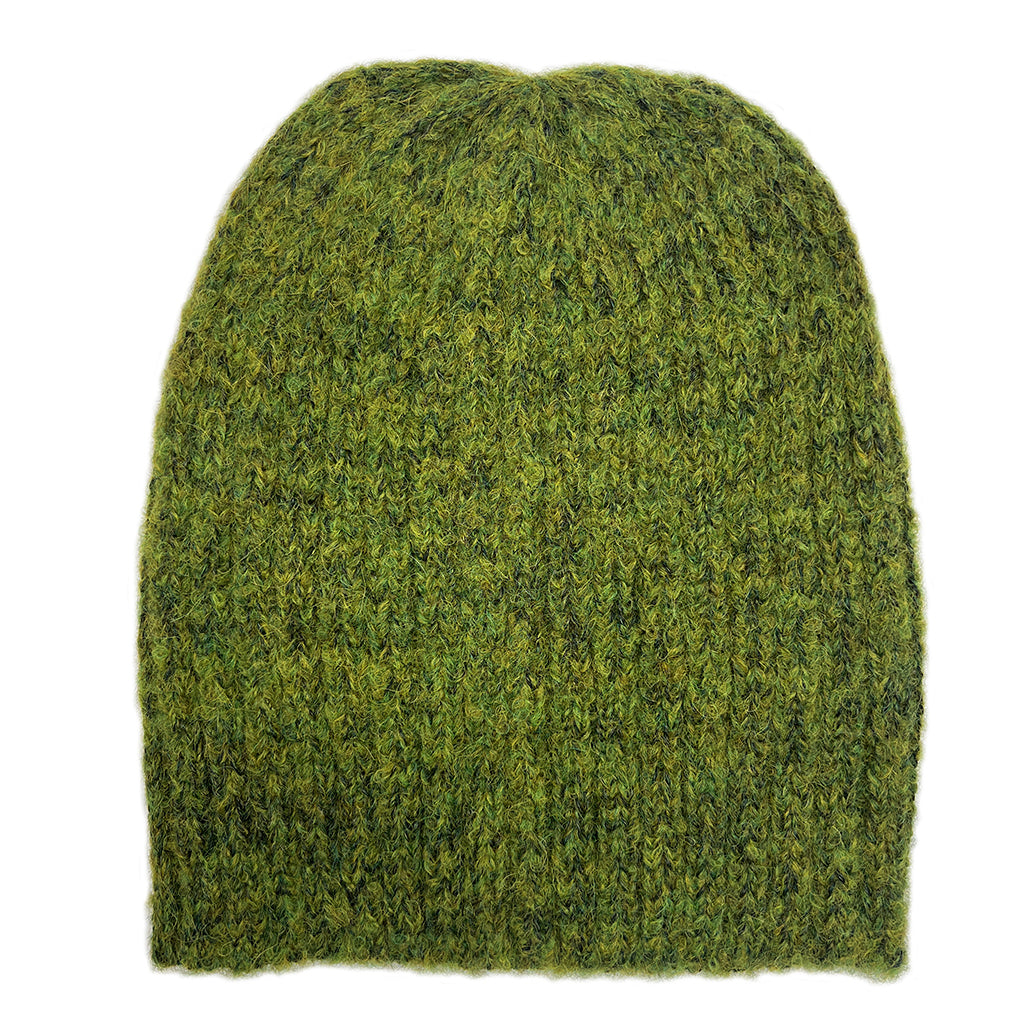 green knit alpaca beanie