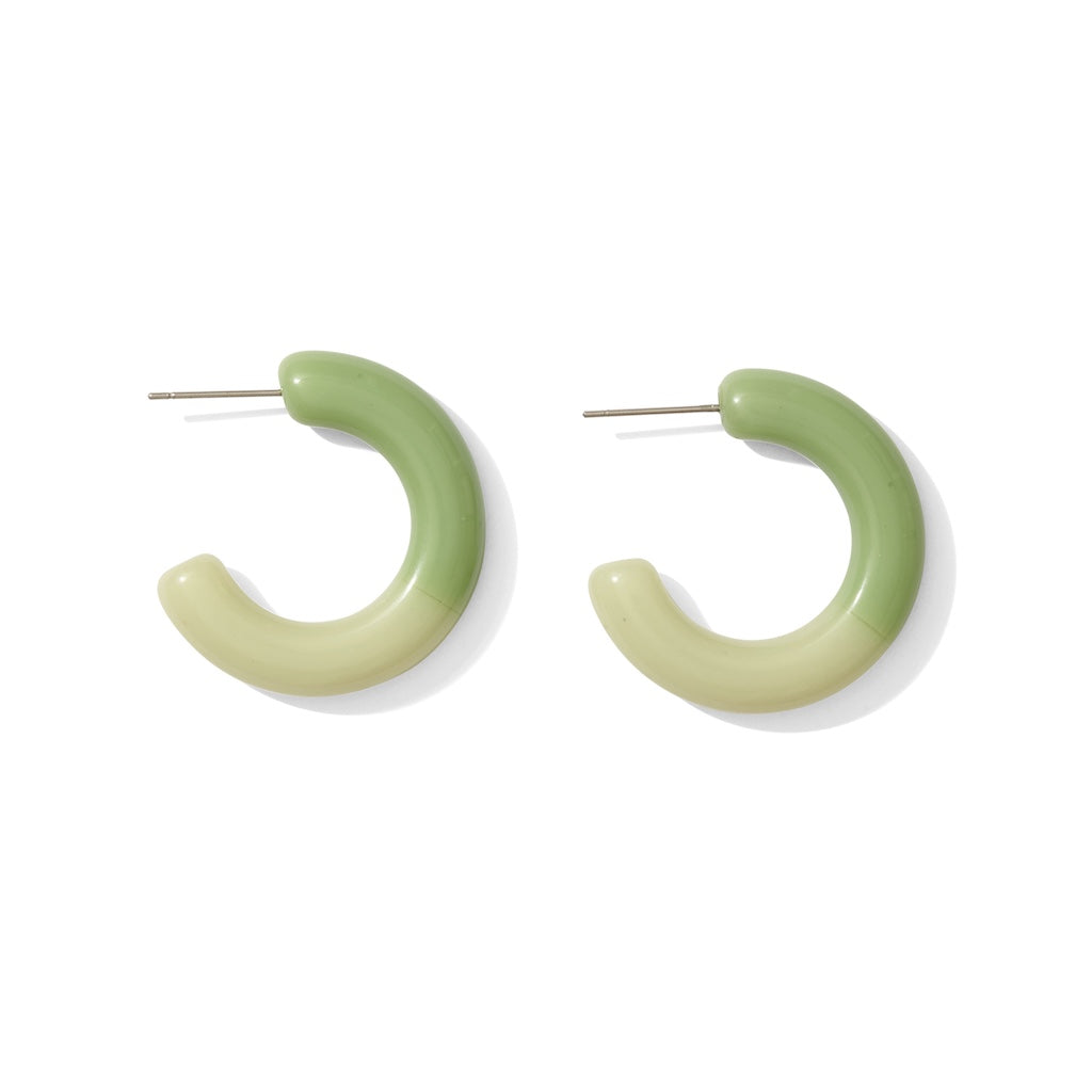 green resin hoop earrings