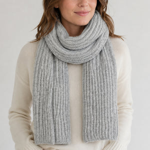 heather gray knit cashmere scarf