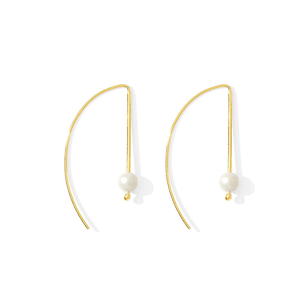 gold hook pearl earrings