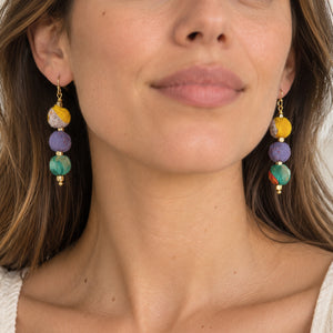 kantha ball drop earrings