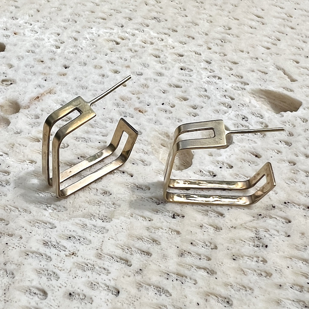 square layered earrings
