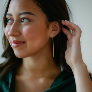 long gold bar earrings
