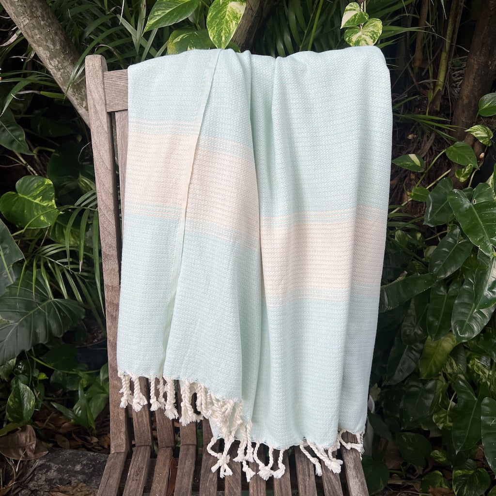 mint stripe turkish towel