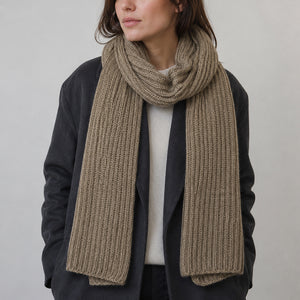 mocha brown knit cashmere scarf
