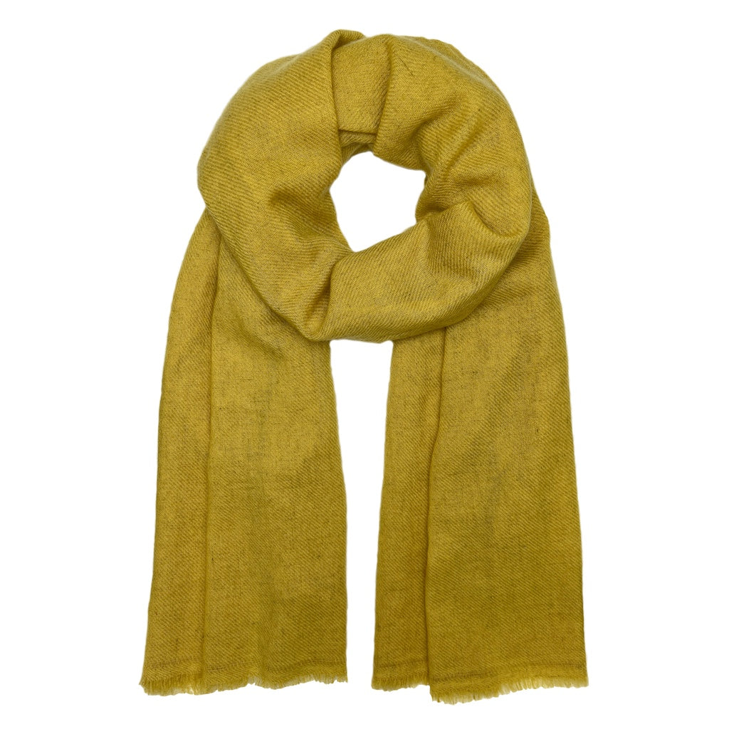 Large Orange Cashmere Scarf with Fringes | Asneh