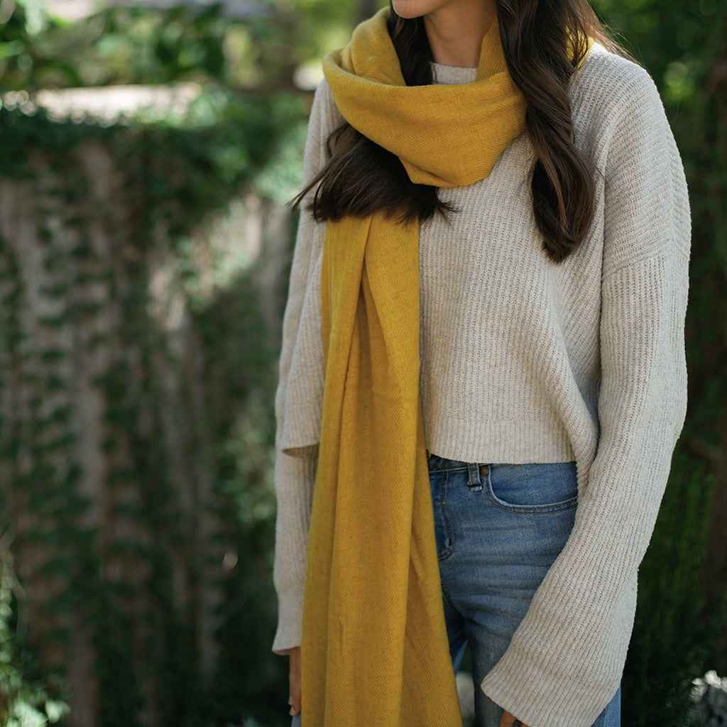 mustard yellow cashmere scarf