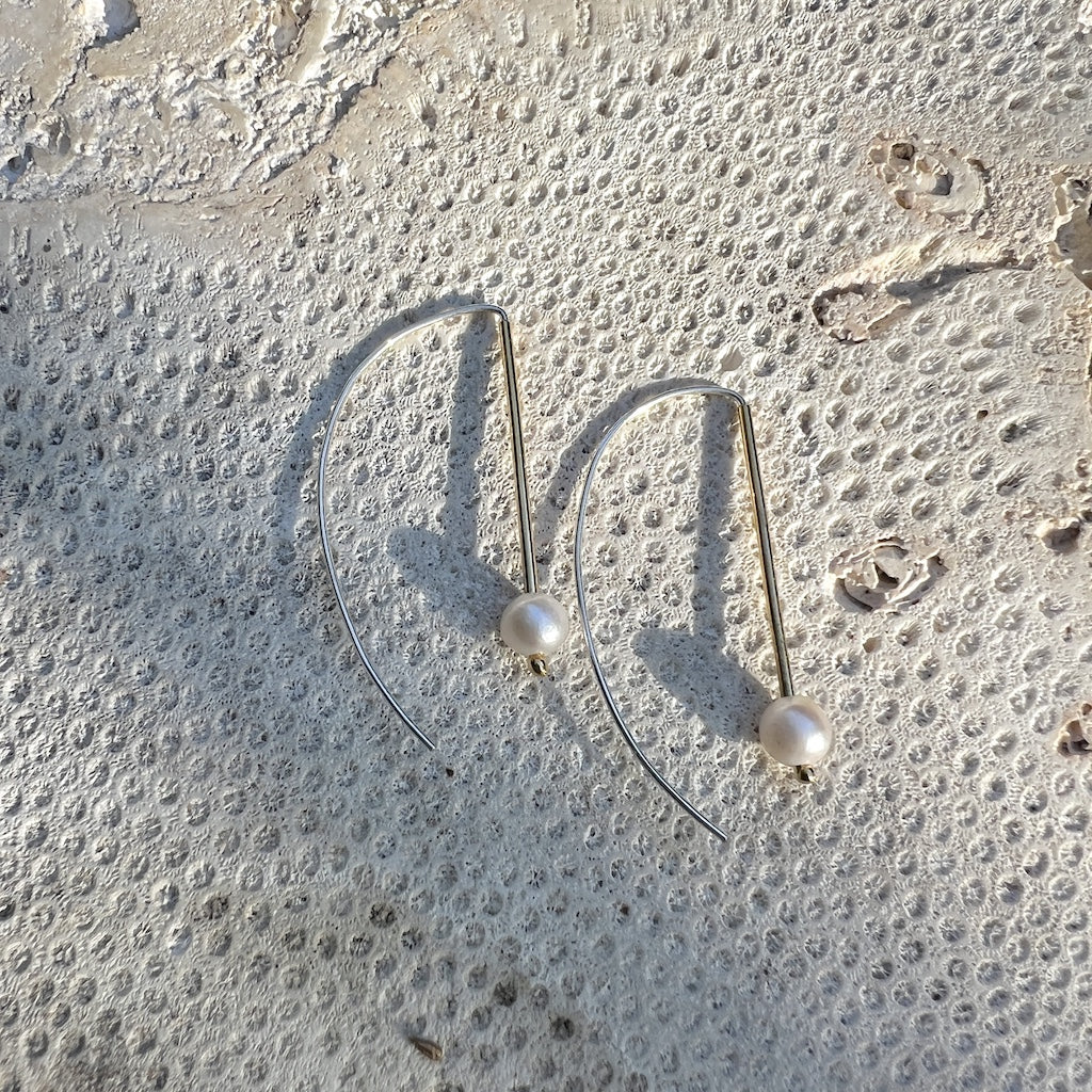 two tone pearl earrings