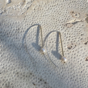 pearl two tone earrings