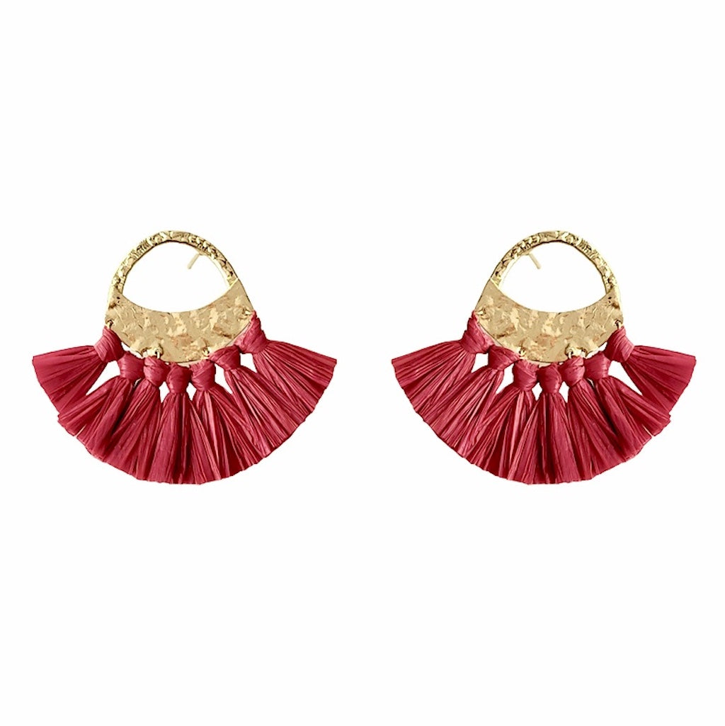 raffia fan earrings