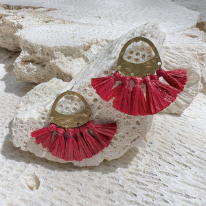 raffia red earrings