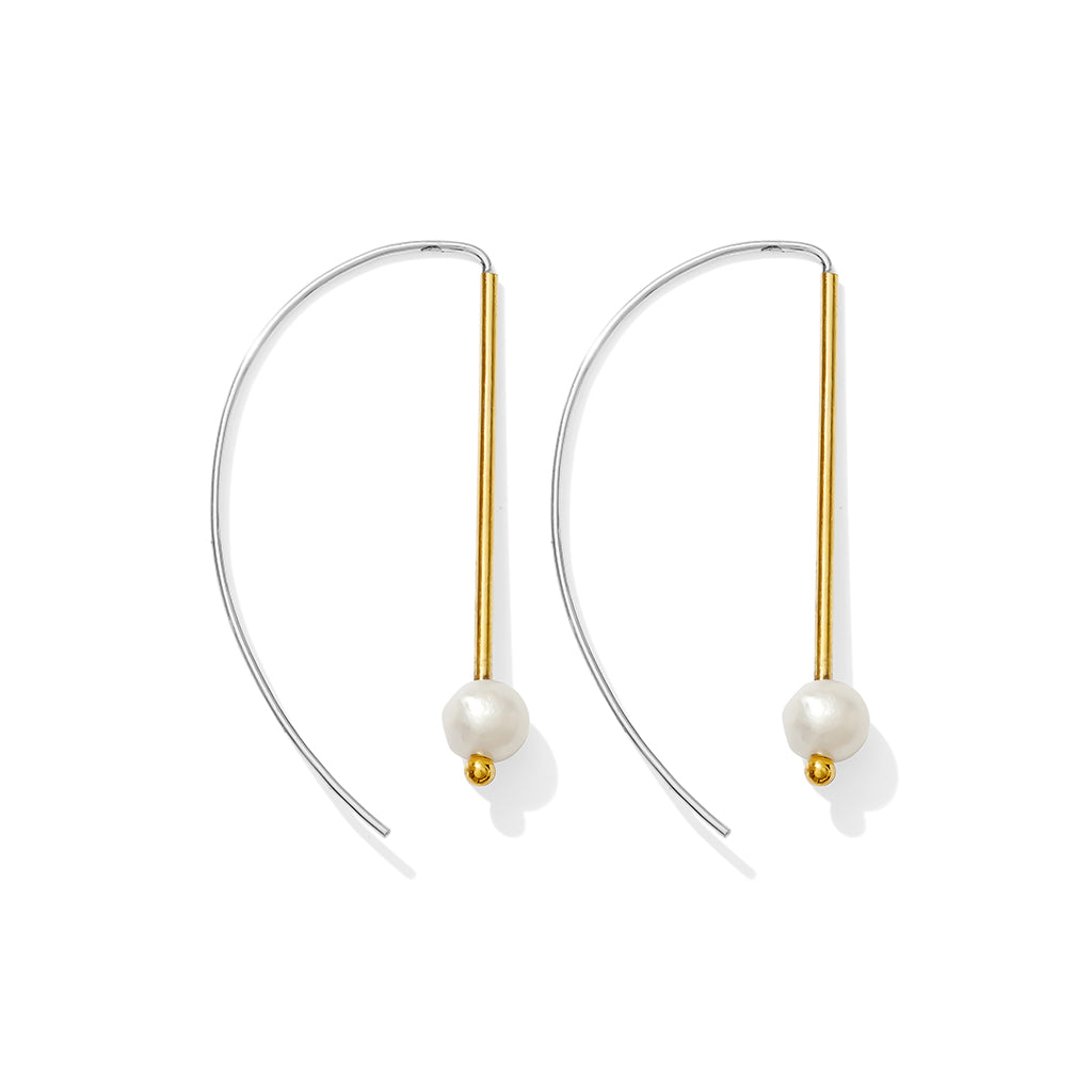 two tone pearl earrings