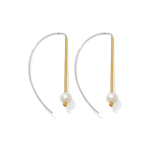 two tone pearl earrings