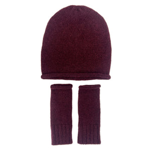 wine alpaca beanie gloves
