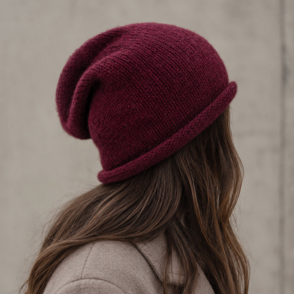 red wine alpaca beanie