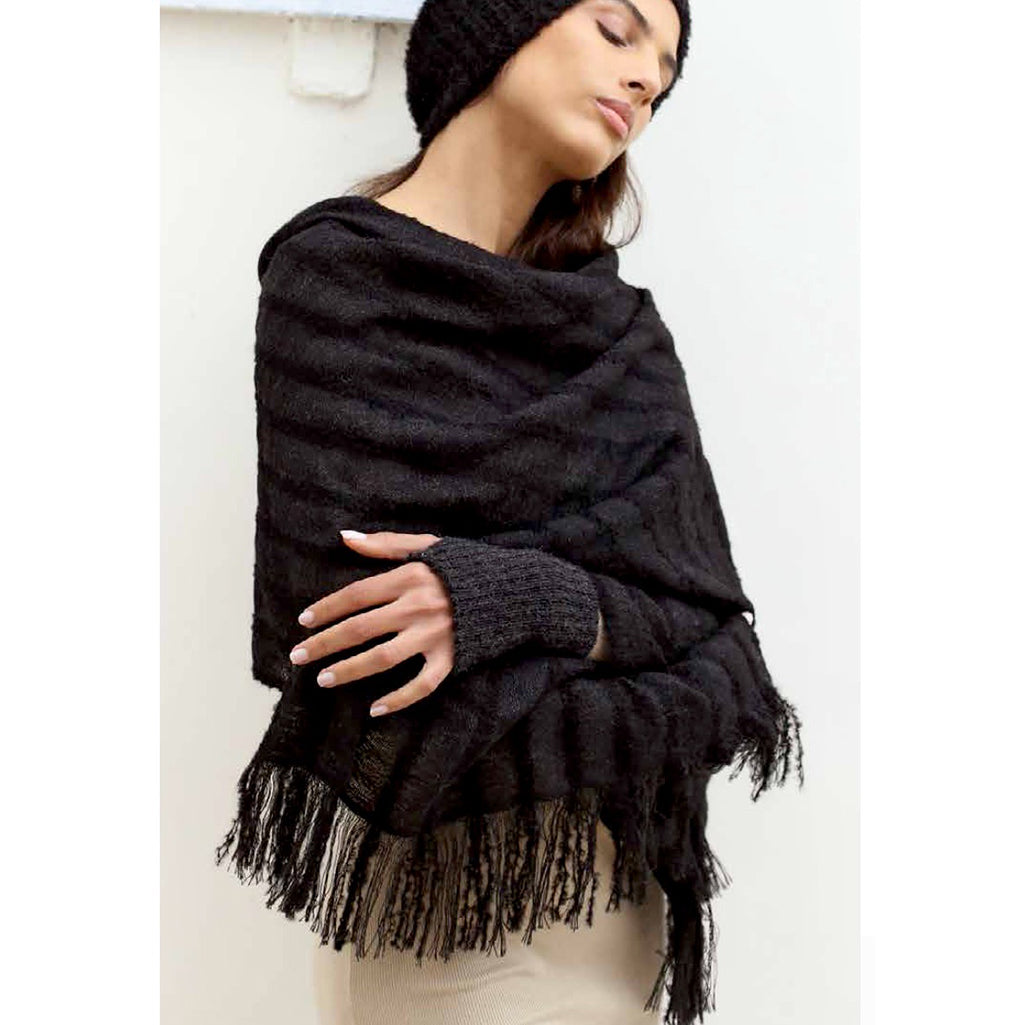 black stripe alpaca scarf
