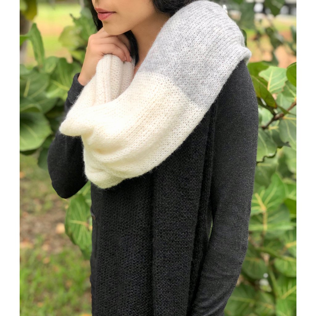 white gray black alpaca scarf